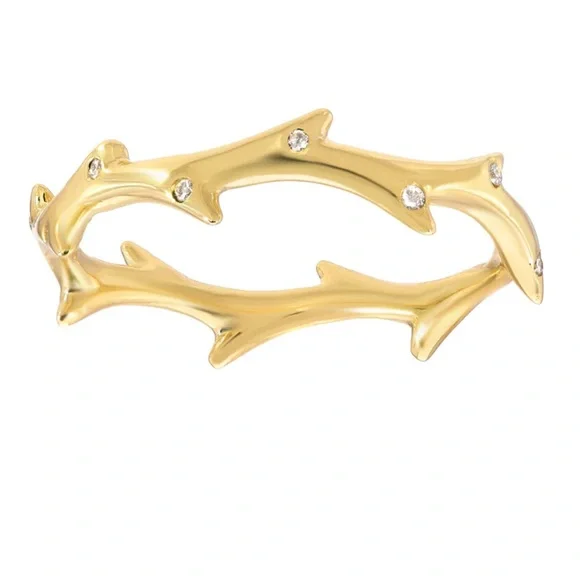 Authentic Dru Crown of Thorns Diamond and 14k Yellow Gold Ring Size 6 - Picture 1 of 4